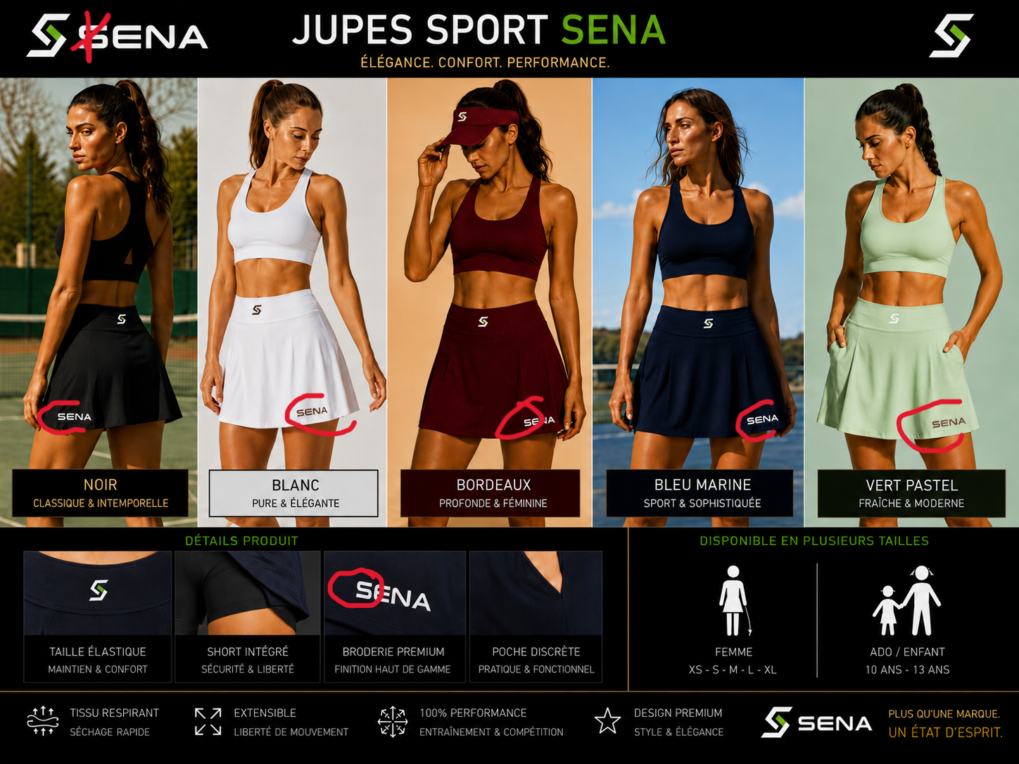 Jupe Sport SENA — Vert Pastel